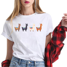 Load image into Gallery viewer, Women clothes 2020 harajuku kawaii Alpacas Llama animal print funny t shirts cute top tee shirt femme 90s tumblr tshirt