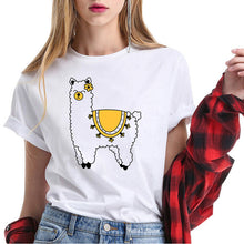 Load image into Gallery viewer, Women clothes 2020 harajuku kawaii Alpacas Llama animal print funny t shirts cute top tee shirt femme 90s tumblr tshirt
