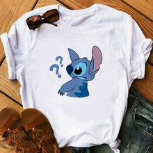 Load image into Gallery viewer, Graphic Women Cartoon Coffee T-Shirt Lilo Stitch Tshirts Female Summer Print  Fashion T Shirt Casual Tops Camisas Mujer T-shirt
