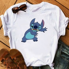 Load image into Gallery viewer, Graphic Women Cartoon Coffee T-Shirt Lilo Stitch Tshirts Female Summer Print  Fashion T Shirt Casual Tops Camisas Mujer T-shirt
