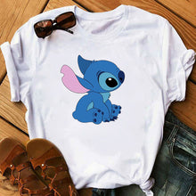 Load image into Gallery viewer, Graphic Women Cartoon Coffee T-Shirt Lilo Stitch Tshirts Female Summer Print  Fashion T Shirt Casual Tops Camisas Mujer T-shirt
