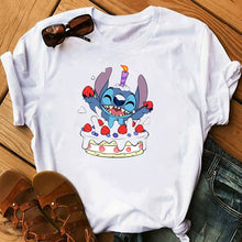 Load image into Gallery viewer, Graphic Women Cartoon Coffee T-Shirt Lilo Stitch Tshirts Female Summer Print  Fashion T Shirt Casual Tops Camisas Mujer T-shirt

