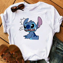 Load image into Gallery viewer, Graphic Women Cartoon Coffee T-Shirt Lilo Stitch Tshirts Female Summer Print  Fashion T Shirt Casual Tops Camisas Mujer T-shirt
