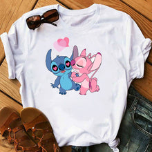 Load image into Gallery viewer, Graphic Women Cartoon Coffee T-Shirt Lilo Stitch Tshirts Female Summer Print  Fashion T Shirt Casual Tops Camisas Mujer T-shirt
