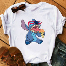 Load image into Gallery viewer, Graphic Women Cartoon Coffee T-Shirt Lilo Stitch Tshirts Female Summer Print  Fashion T Shirt Casual Tops Camisas Mujer T-shirt
