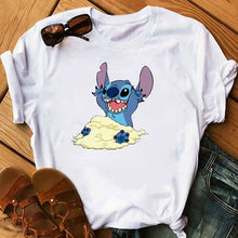 Load image into Gallery viewer, Graphic Women Cartoon Coffee T-Shirt Lilo Stitch Tshirts Female Summer Print  Fashion T Shirt Casual Tops Camisas Mujer T-shirt
