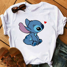 Load image into Gallery viewer, Graphic Women Cartoon Coffee T-Shirt Lilo Stitch Tshirts Female Summer Print  Fashion T Shirt Casual Tops Camisas Mujer T-shirt
