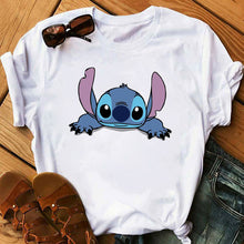 Load image into Gallery viewer, Graphic Women Cartoon Coffee T-Shirt Lilo Stitch Tshirts Female Summer Print  Fashion T Shirt Casual Tops Camisas Mujer T-shirt
