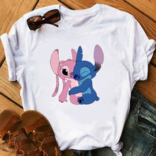 Load image into Gallery viewer, Graphic Women Cartoon Coffee T-Shirt Lilo Stitch Tshirts Female Summer Print  Fashion T Shirt Casual Tops Camisas Mujer T-shirt
