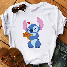 Load image into Gallery viewer, Graphic Women Cartoon Coffee T-Shirt Lilo Stitch Tshirts Female Summer Print  Fashion T Shirt Casual Tops Camisas Mujer T-shirt
