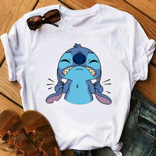 Load image into Gallery viewer, Graphic Women Cartoon Coffee T-Shirt Lilo Stitch Tshirts Female Summer Print  Fashion T Shirt Casual Tops Camisas Mujer T-shirt
