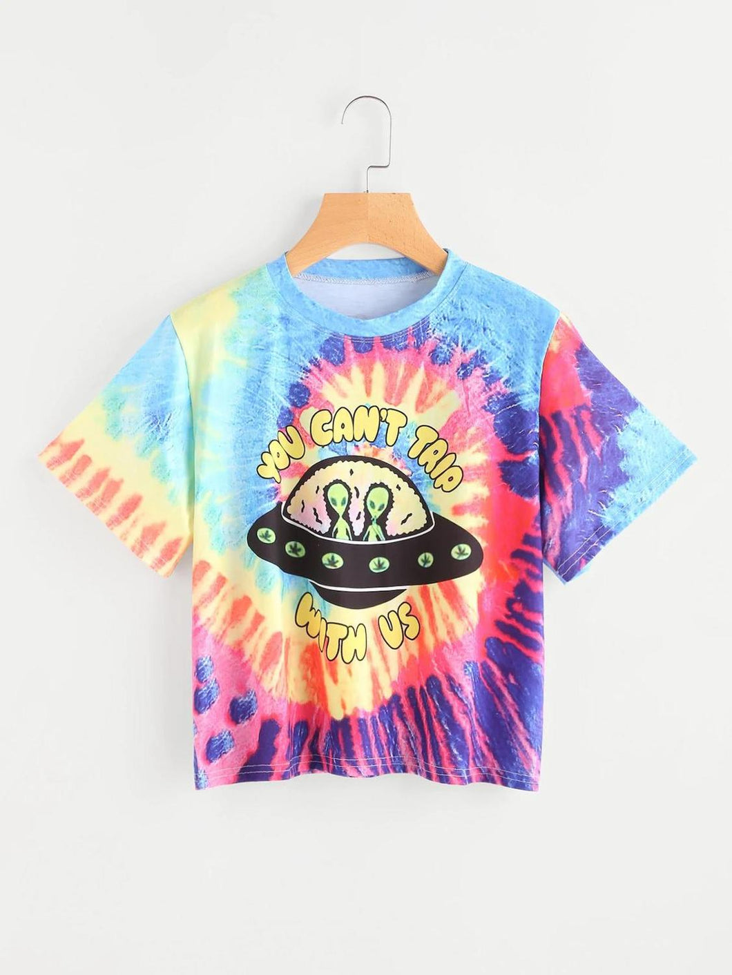 Referral Alien Print Spiral Tie Dye  T shirt  2019 Women  Summer Short  Sleeve O-Neck Tshirt  Female Tee Tops