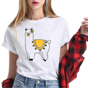 Women clothes 2020 harajuku kawaii Alpacas Llama animal print funny t shirts cute top tee shirt femme 90s tumblr tshirt