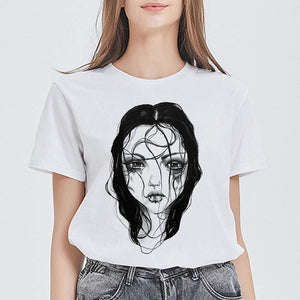 New Arrivals Spring Women футболка женская Tshirt Round Collar Punk T Shirt Top Tee Funny Versatile Summer Clothes T-shirts
