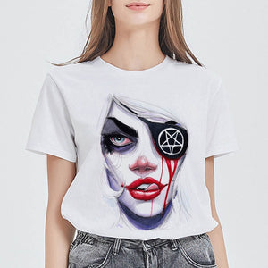 New Arrivals Spring Women футболка женская Tshirt Round Collar Punk T Shirt Top Tee Funny Versatile Summer Clothes T-shirts